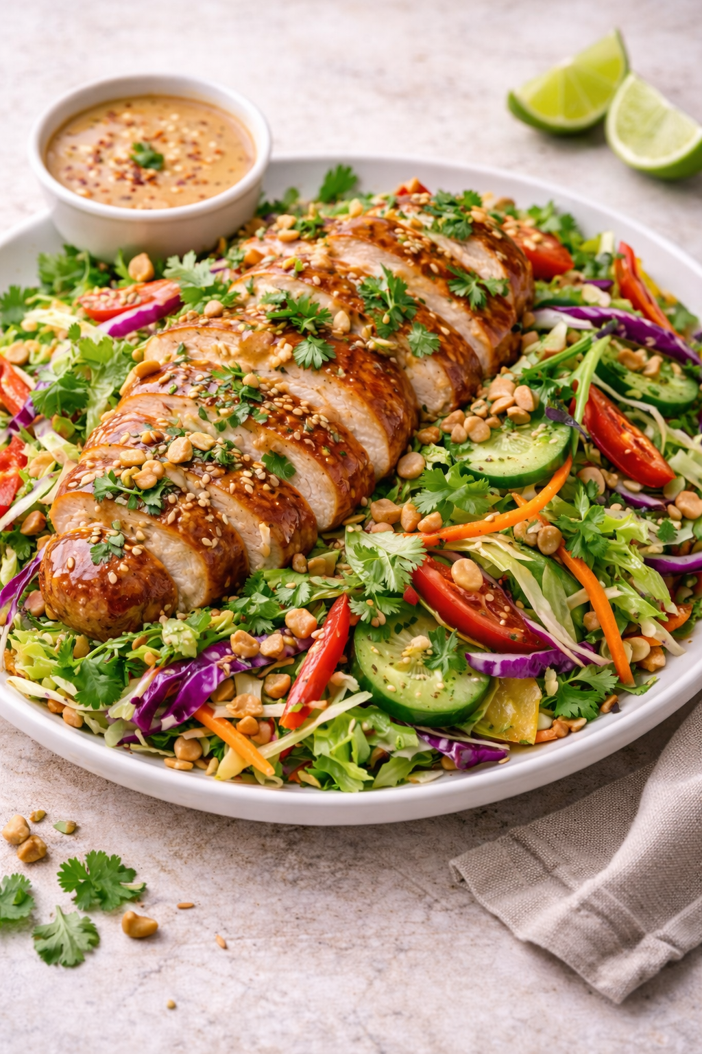 Thai chicken salad with peanut dressing(1)